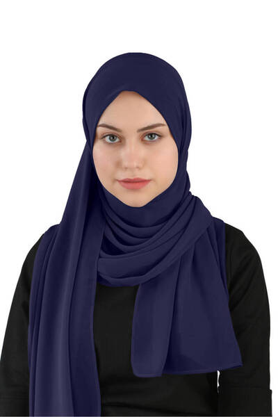 Ecardin شال شيفون عملي جاهز من قماش ساندي - St 120 أزرق داكن