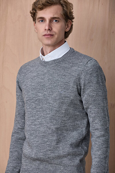 SMILE Fanne Gray Cotton Crew Neck Sweater