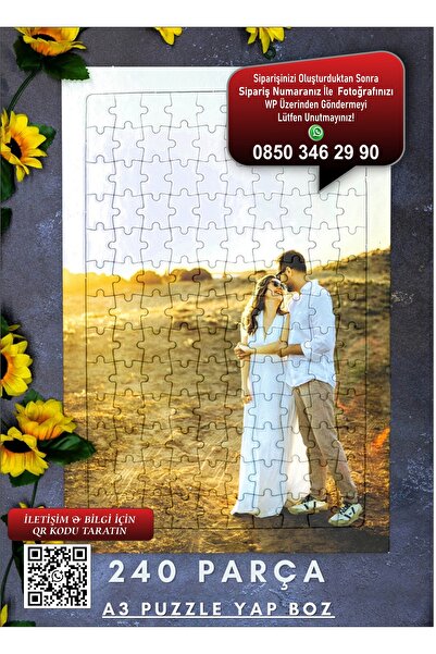 Photo Garage Kişiye Özel Fotoğraflı Yapboz Puzzle - 240 Parça A3 Resimli Pazıl Yapboz Sevgili Hediye