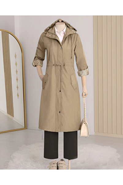 Modamorfo Trenčkot s norkovou pruhovanou podšívkou