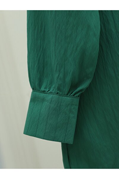 Modamorfo   Green Oval Cut Shirt Classic Collar Buttoned