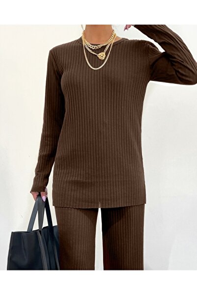 Modamorfo Braunes Camisole-Set mit Rundhalsausschnitt