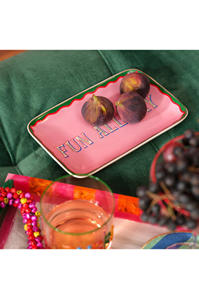 Zsa Zsa Zsu Luohu Porselen Servis Tabağı 22x11x2 Cm Pembe