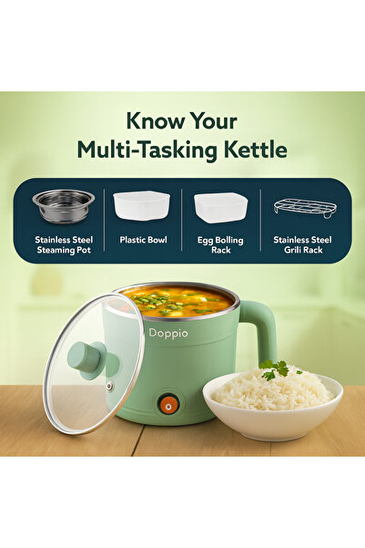 DOPPİO Electric Kettle for Noodles – Compact 500ml Multi-Purpose Kettle (Green)