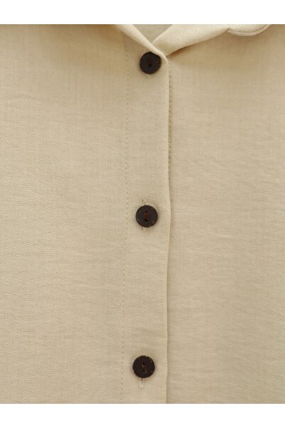 Modamorfo Beige Buttoned Trousers and Shirt Set
