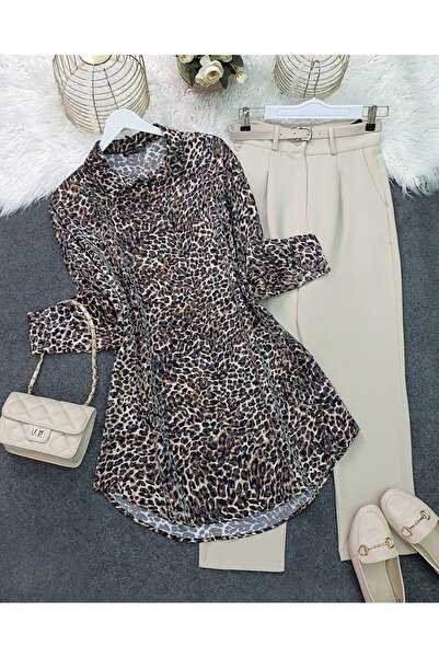 Modamorfo Сорочка з леопардовим принтом та овальним вирізом - Леопард