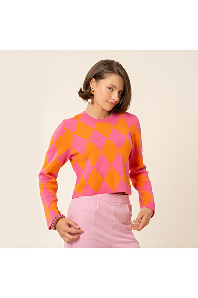 Zsa Zsa Zsu Tarabya Pembe - Turuncu Viskon Polyester Kazak