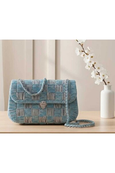 Mekikçi Kutnu El İşi Pamuk İpliği Dokuma Örgü Büyük Boy Astarlı Kanvas Çanta