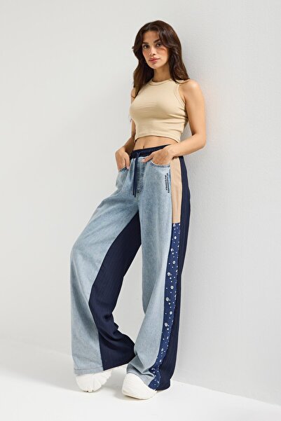 its basic Women's Denim Color Fabric Denim Piece Loose Cut Design Denim Trousers