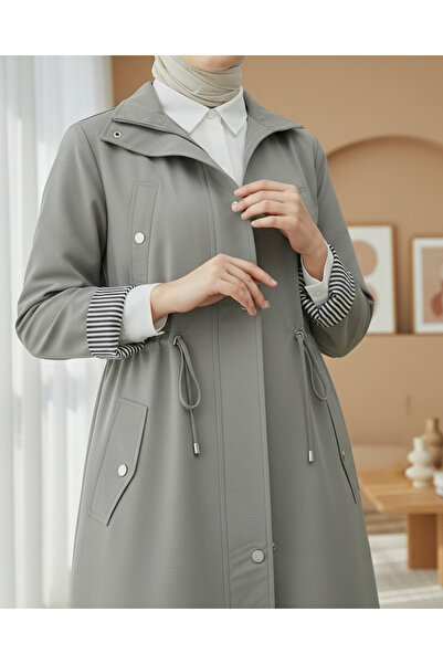 Modamorfo Tunelový kabát z organické bavlny bez podšívky s detaily na horní kapsě - šedý