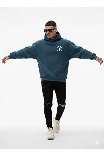 NİCE Ανδρικό μπλουζάκι με κουκούλα με στάμπα NY μπροστά πίσω