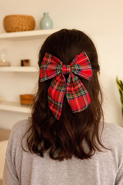 ELAS HOME Plaid Patterned Bow Buckle Automatic Clip