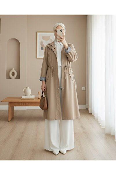 Modamorfo Τουνίκ με κορδόνια, λεπτομέρειες πάνω στις τσέπες, αδιάθετη, πλενόμενη από οργανικό βαμβάκι - Μάυρο