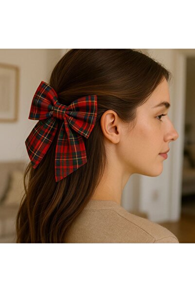 ELAS HOME Plaid Patterned Bow Buckle Automatic Clip