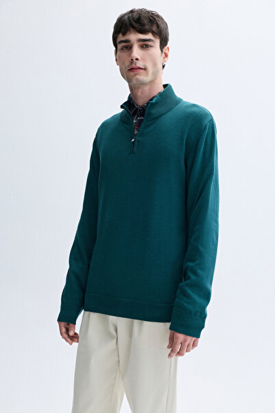 Mudo Zipped Standing Collar Knitwear Sweater