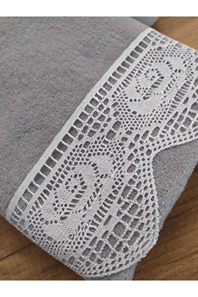 Çeyiz Bahçesi Конакі мереживне рушник сірий