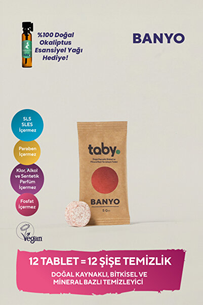 TABY Doğal Kaynaklı Bitkisel ve Mineral Bazlı Banyo Temizleyici Tablet 12 Tab...