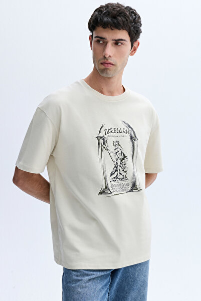 Mudo BASKILI BİSİKLET YAKA OVERSIZE T-SHIRT