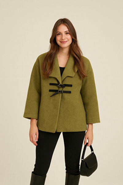 MODA Palton pentru femei, palton boucle cu detaliu curea, palton boucle zara cu curea, palton boucle zara