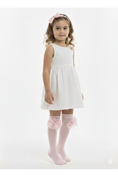 Murat Baby جوارب للفتيات بطول الركبة باللون الأبيض/الوردي/الإكرو لعمر 1-2 سنة