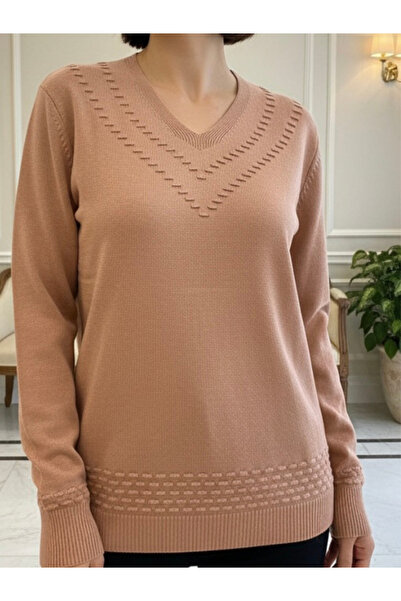 TEK Πλεκτό με λαιμόκοψη V Πλεκτό Πουλόβερ Mother Blouse / Dusty Rose