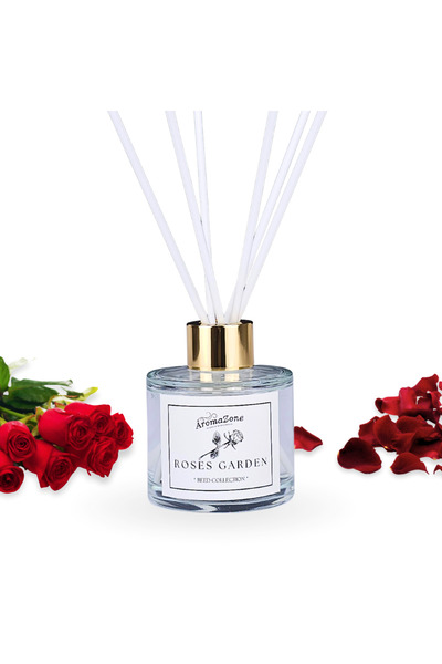 AromaZone Odorizant cu bețișoare ROSES GARDEN, Handmade – 120g, aromă de lung...
