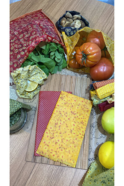 Home 2-Piece Mixed Pattern Fabric Reusable Natural Beeswax (Beeswax) Food Storage Cloth Large Size