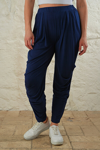 LİVE SPORT Kadın Yanları Ve Beli Pileli  Rahat Kalıp Şalvar