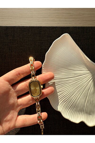 rubsey ساعة يد نسائية عتيقة الطراز بسلسلة رفيعة