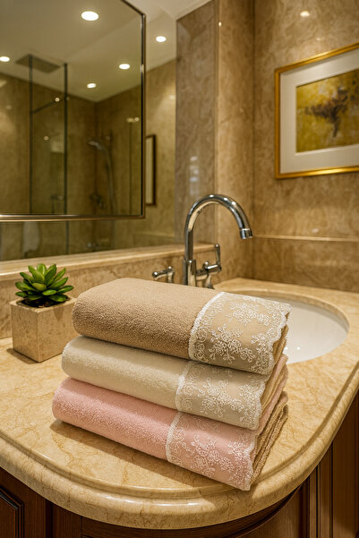 Çeyiz Bahçesi Набір з 3 оксамитових рушників 50&90