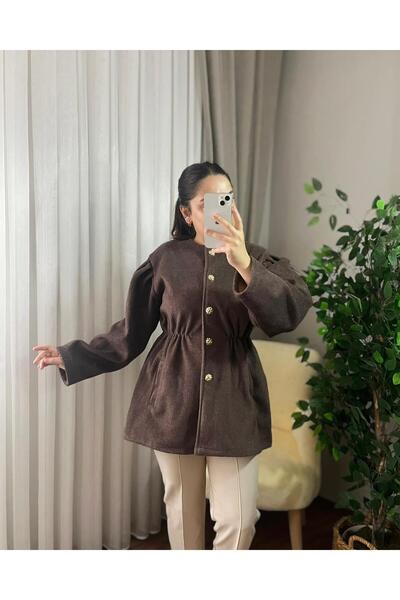 Parla moda PARE ÖNÜ DÜĞMELİ BELİ BÜZGÜLÜ CEKET KAP