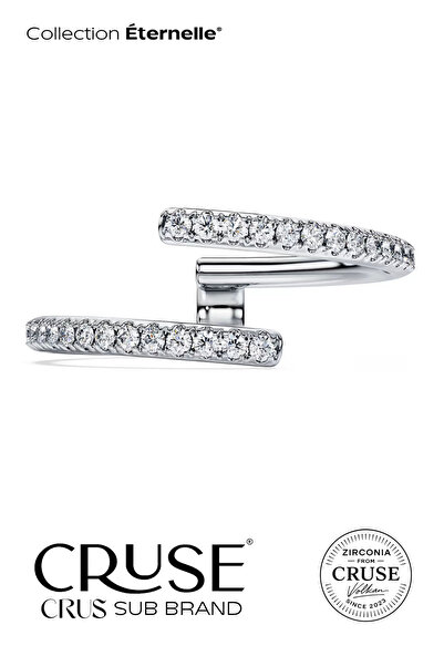 Cruse 925 Ayar Gümüş Écho Libre Éternelle® Yüzük 18 Ayar Beyaz Altın Kaplama