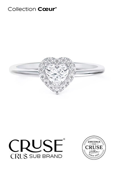 Cruse 925 Ayar Gümüş Cœur® de la Seine Yüzük 18 Ayar Beyaz Altın Kaplama