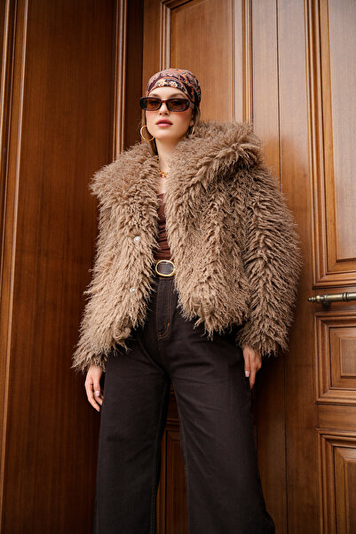 ASEDE Вносно първокласно кожено палто с ресни от мохер