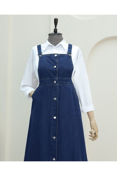 Modamorfo Φούστα με κουμπιά μπροστά και πλαϊνές τσέπες με βολάν τζιν Gilet -Laci