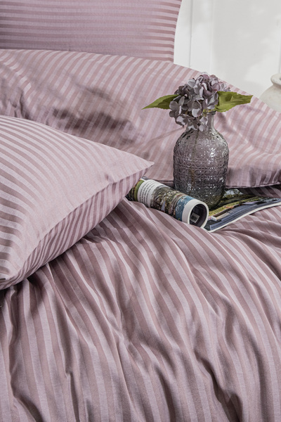 True Home Collection 4 Striped Satin Pillowcases 50 X 70 cm