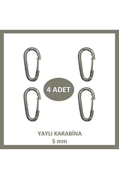 Adilon Karabina, Yaylı, 5 mm, Askı, Çengel, Kanca, Anahtarlık (4 Adet)