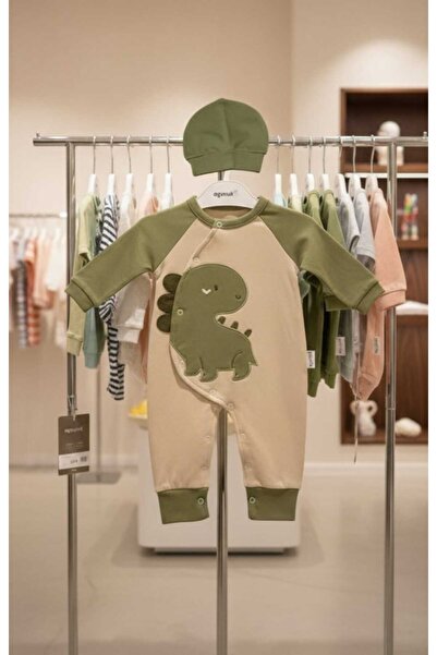 Kidzes Dinozor Nakışlı 3-6 Ay Bebe Tulum