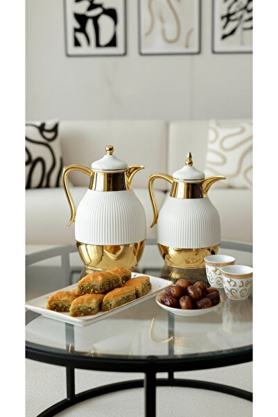 Generic White/Gold Thermos Set for Tea and Coffee Refrigerators