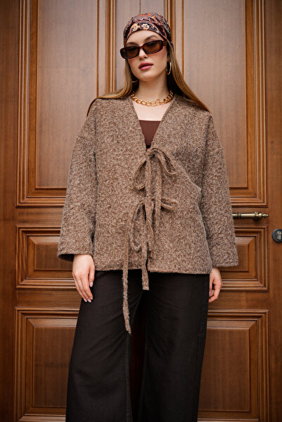 BLACKPERA Kırçıllı Buklet Kumaş Saçaklı Astarlı Önden Çift Bağlamalı Premium ...