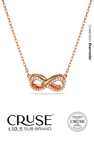 Cruse 925 Ayar Gümüş Aşkın Sonsuzluğu Kolye 18 Ayar Rose Altın Kaplama