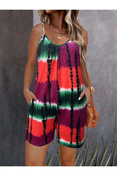 ARONA Women's Rope Strap Round Neck Pocket Short Shorts Single Jersey Set