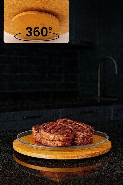 Alvin 30 CM BAMBU 360° DÖNER STANDLI SERVİS VE SUNUM TABAĞI (PEYNİR&PİZZA&PASTA&TEPSİ)