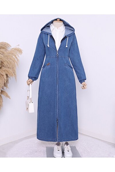 Modamorfo Джинси з кишенями на боках, еластичним рукавом і капюшоном - Indigo