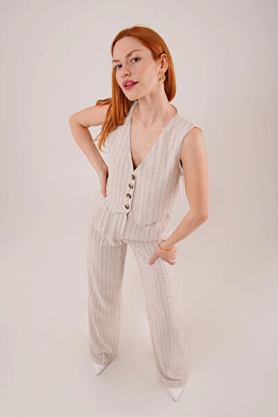 modamtn    Vest and Trousers Blue Striped Double Suit