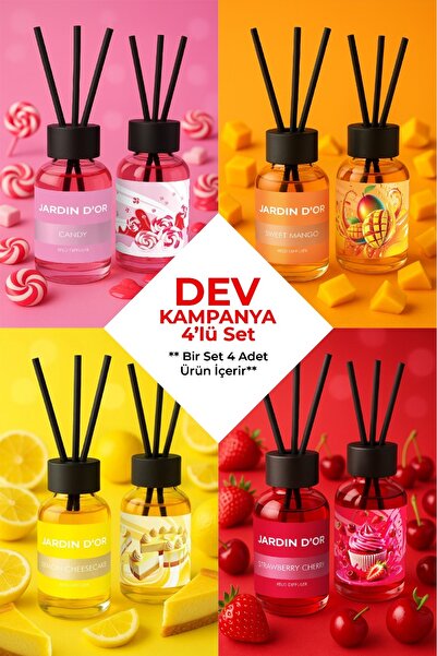JARDIN D'OR 4'LÜ ODA KOKUSU 50 ML (OERE DONUTS-ICE CREAM-CANDY-STRAWBERRYCHERRY)