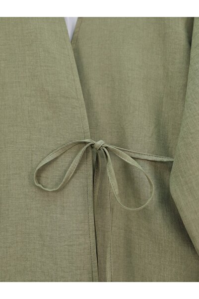 Modamorfo Kimono Suit with Front Tie Trousers - Khaki