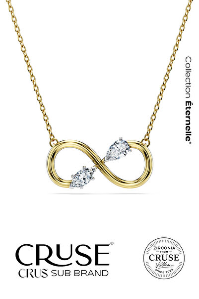Cruse 925 Ayar Gümüş Éternelle® Sonsuz Işıltı 0.35 ct Kolye 18 Ayar Altın Kap...