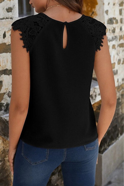 ARONA Women's Short Sleeve Crew Neck Imported Crepe Blouse