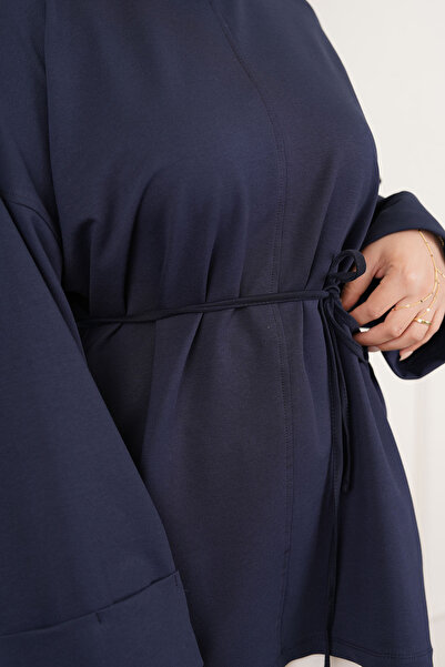 RFK Butik Women's Stitch Detailed Oy.Sho Fabric Slit Tunic - Navy Blue